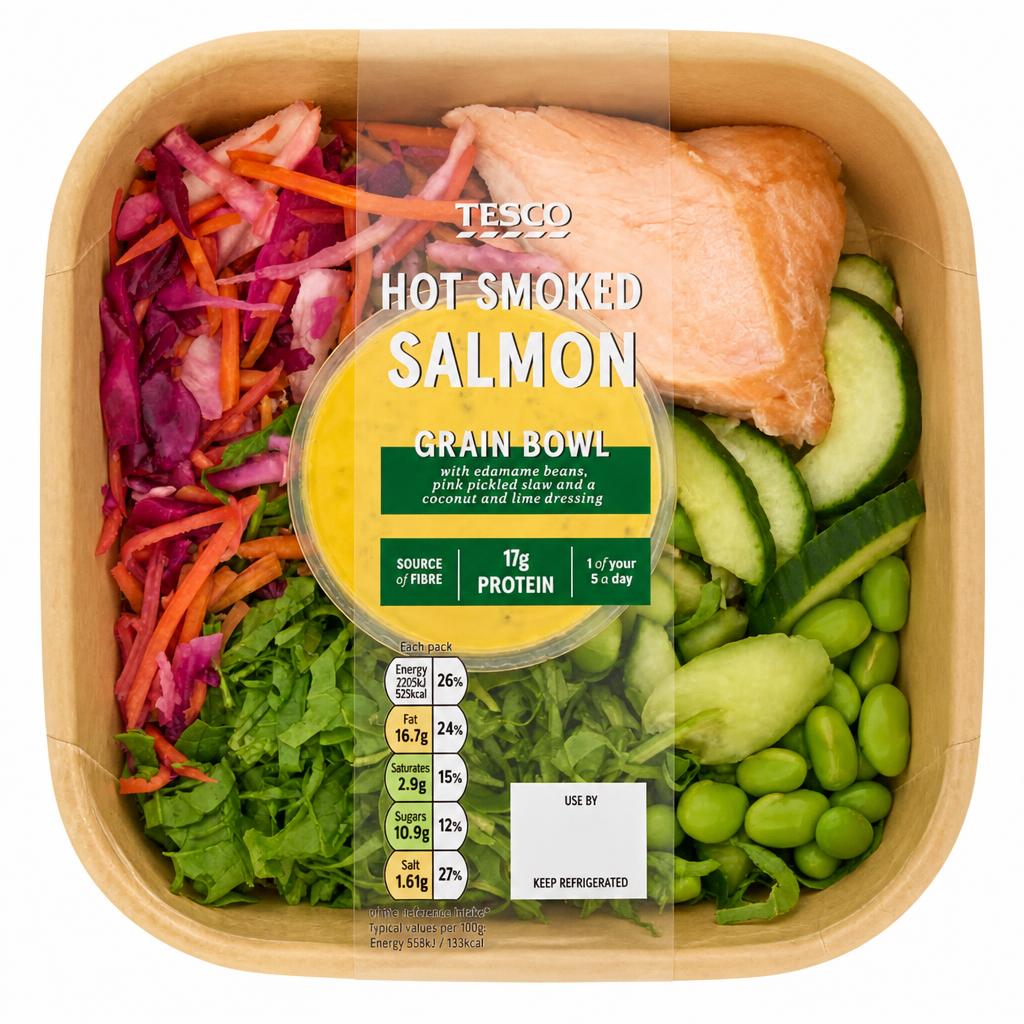 Tesco Hot Smoked Salmon Grain Bowl 395g