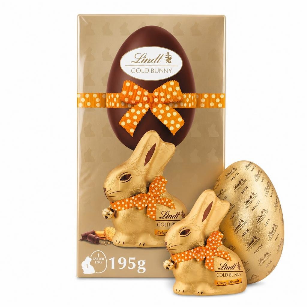 Lindt Gold Bunny Milk Chocolate Egg with Biscuit 195g