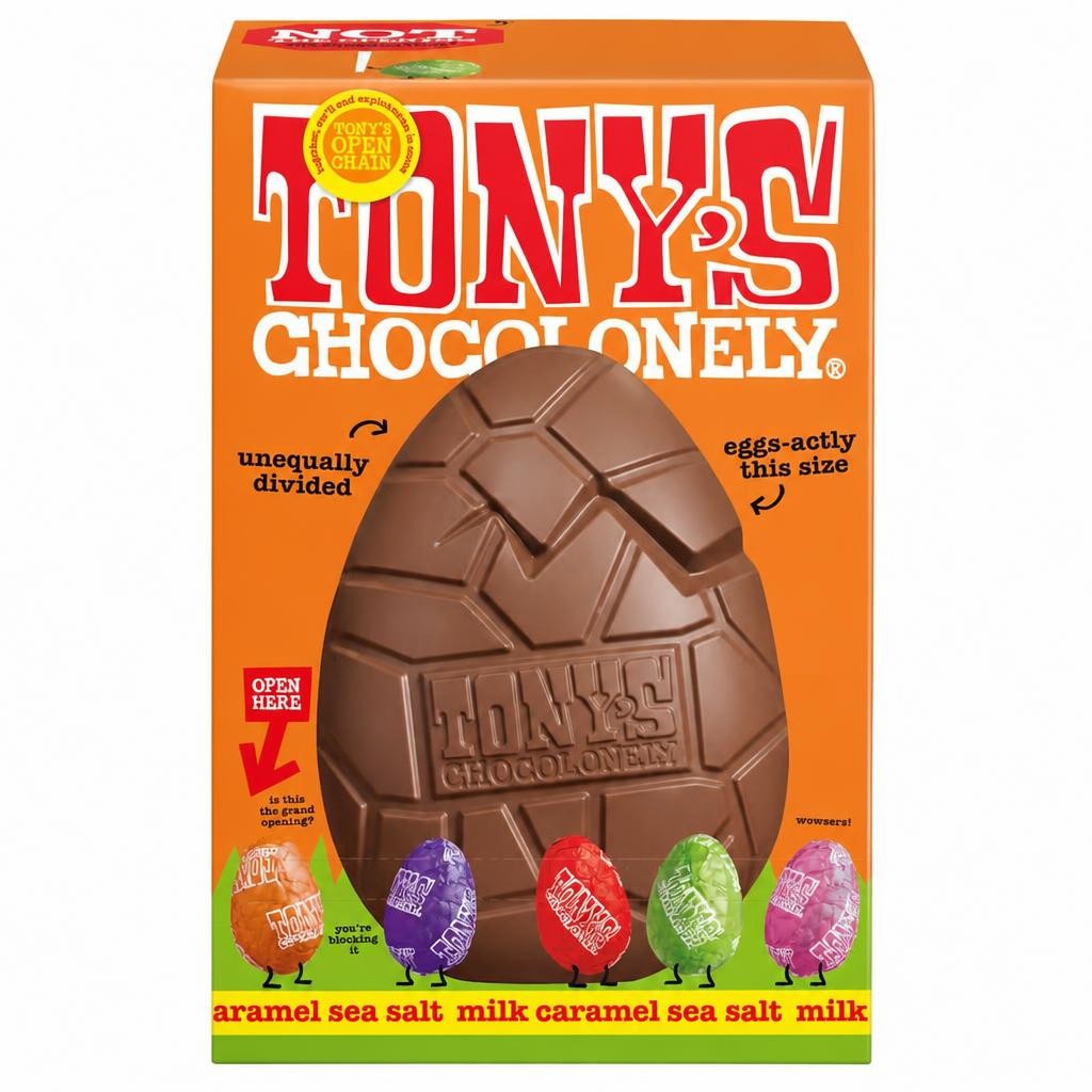 Tony's Chocolonely Milk Caramel Sea Salt Easter Egg 242g