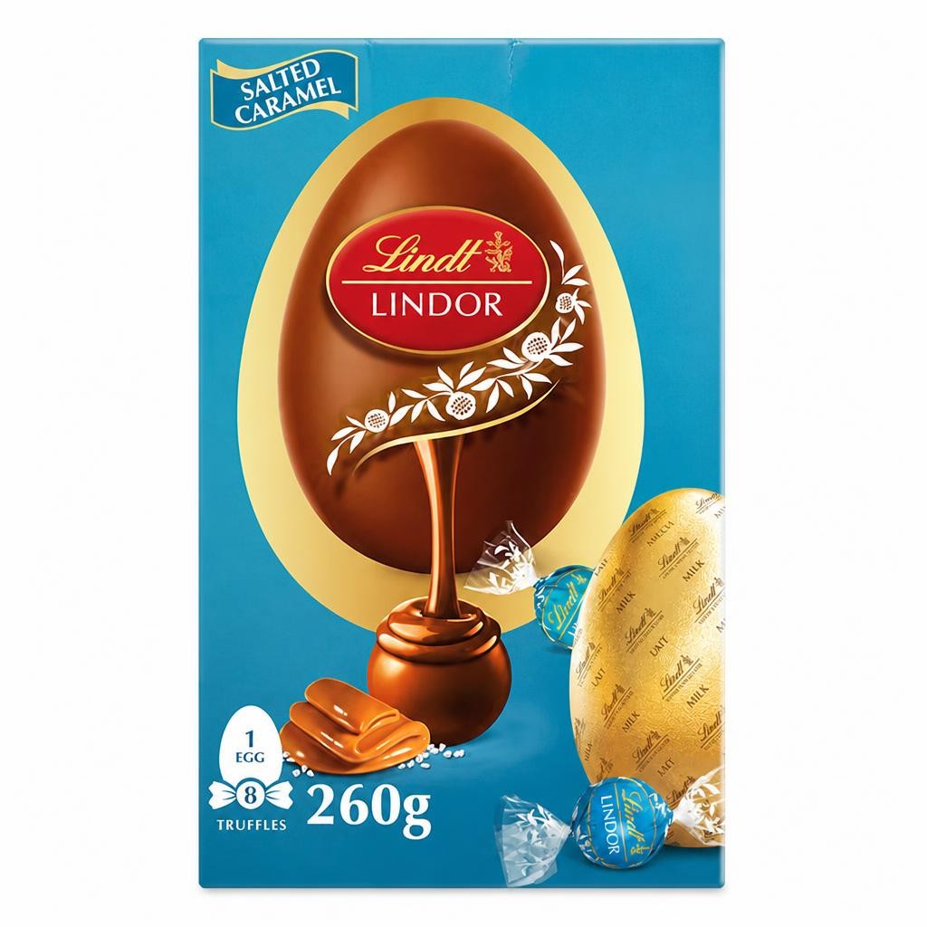 Lindt Lindor Milk Chocolate Egg with Salted Caramel Truffles 260g