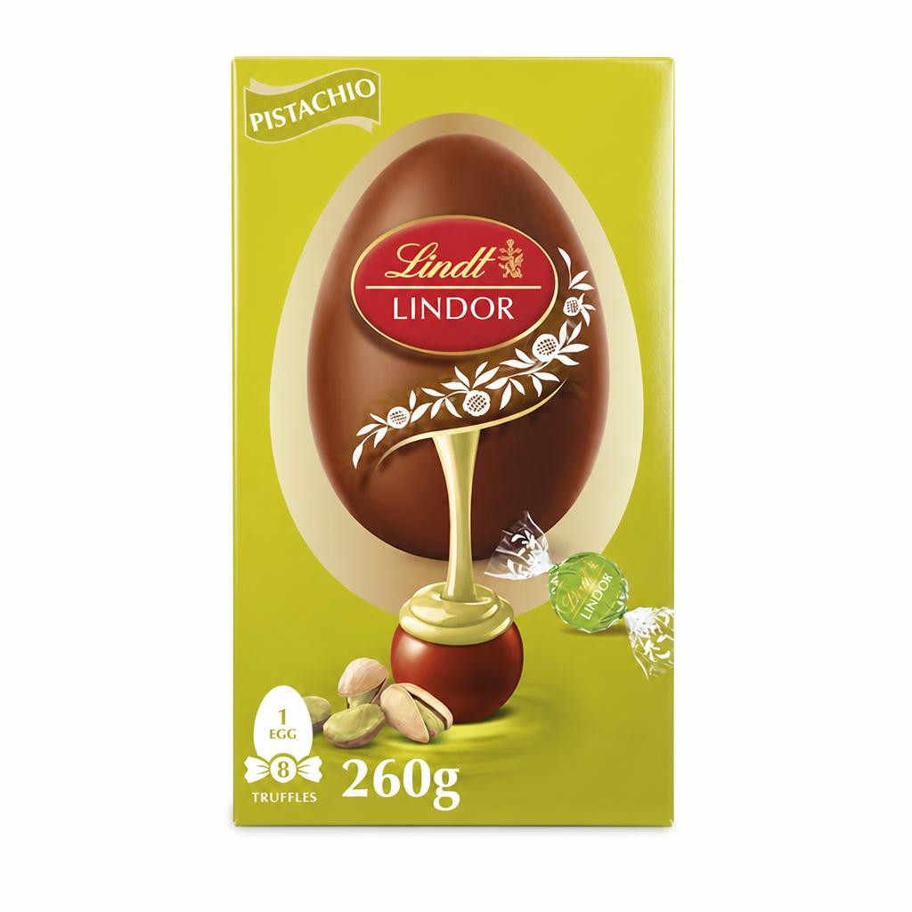 Lindt Lindor Milk Chocolate Egg with Lindor Pistachio Truffles 260g