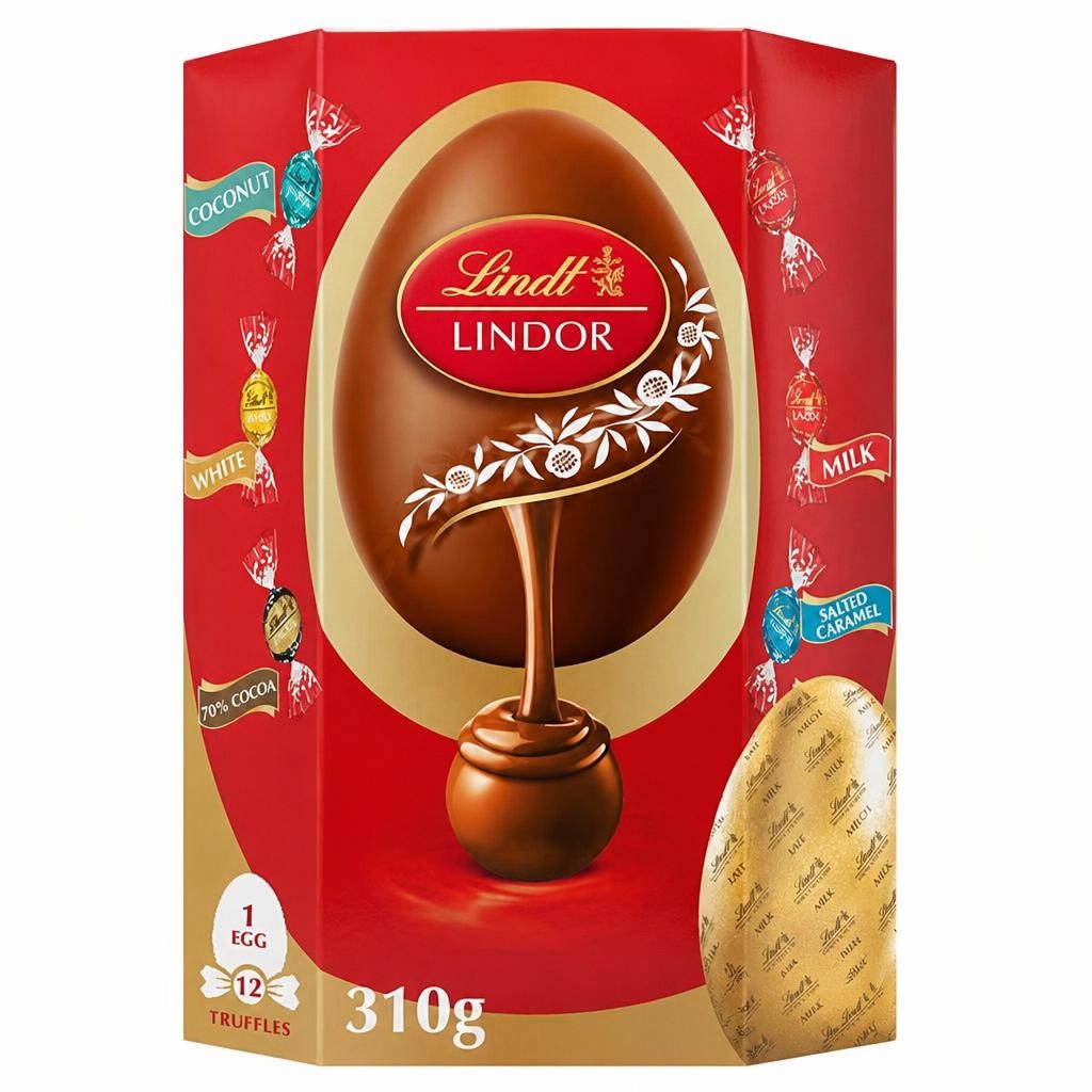 Lindt Lindor Milk Chocolate Egg with Lindor Assorted Truffles 310g