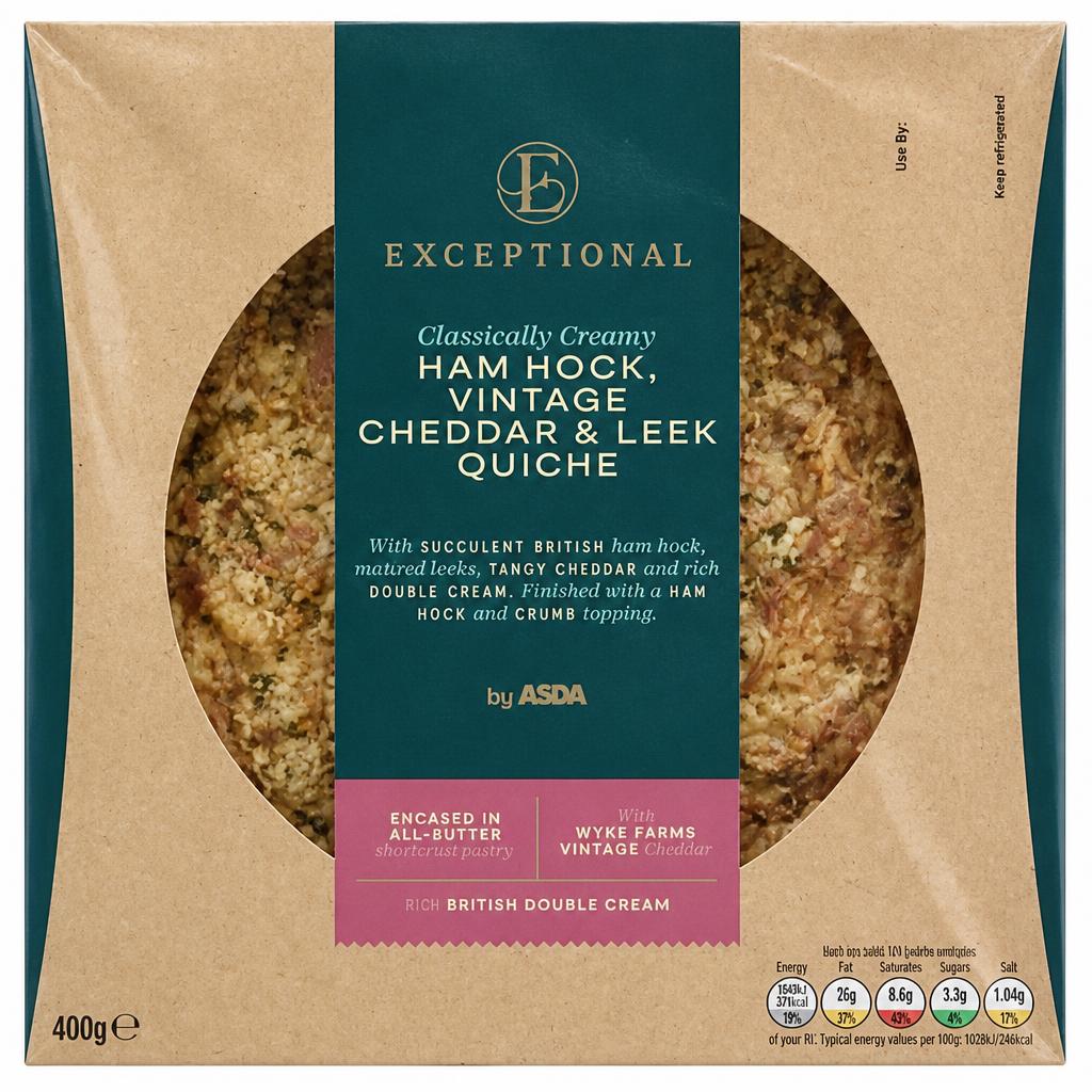 Exceptional by ASDA Ham Hock, Vintage Cheddar & Leek Quiche 400g