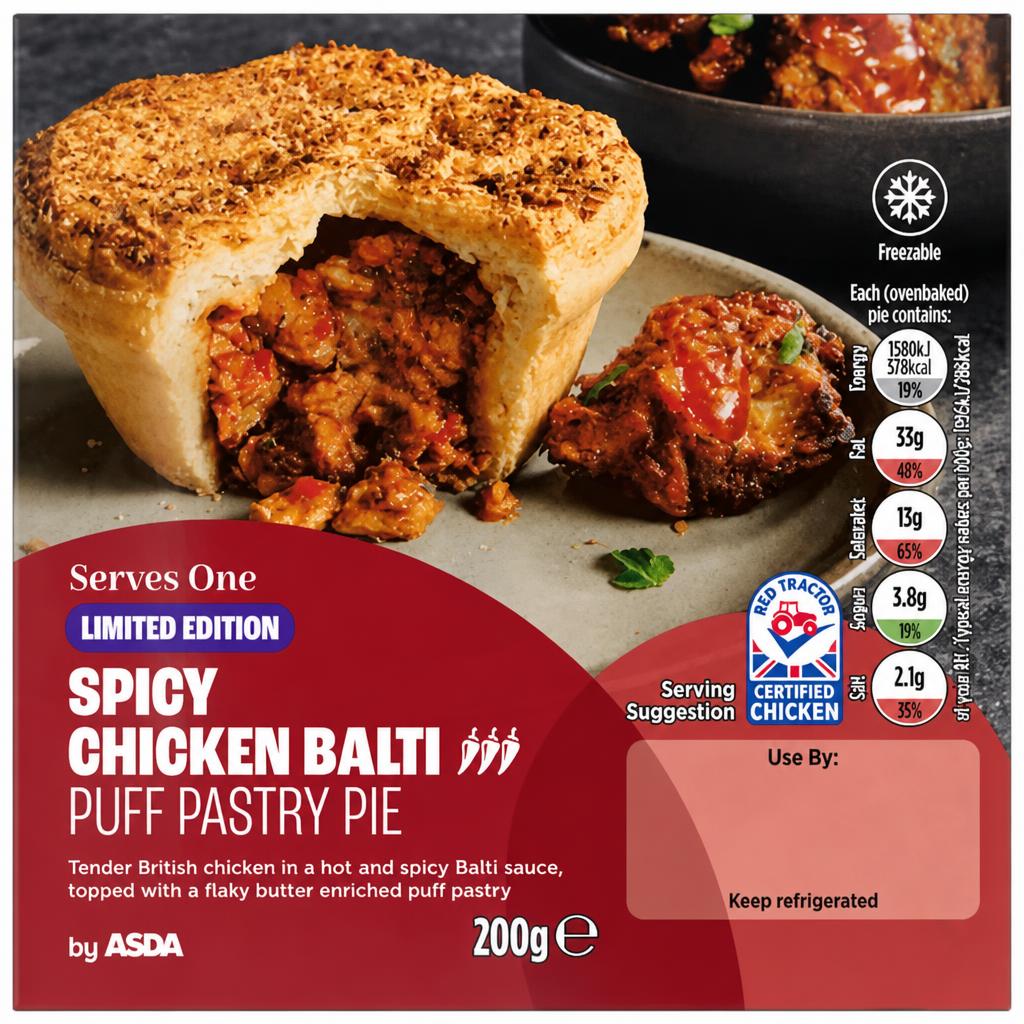 ASDA Limited Edition Spicy Chicken Balti Puff Pastry Pie 200g