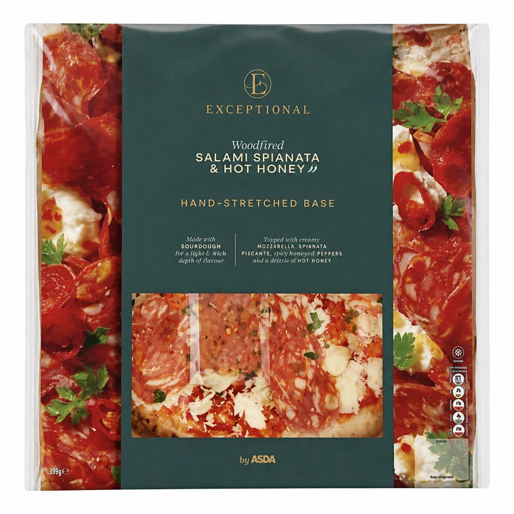 Exceptional by ASDA Woodfired Salami Spianata & Hot Honey Pizza 495g