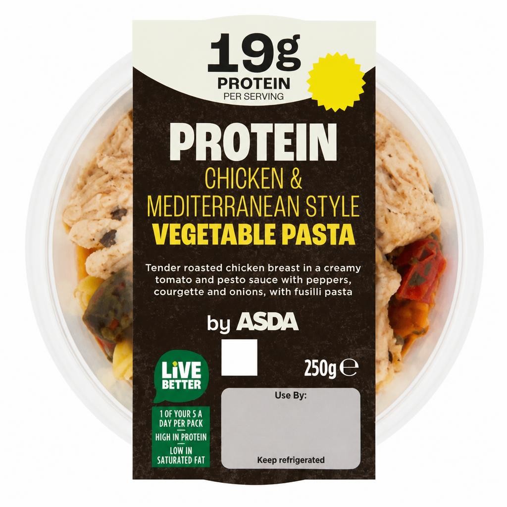 ASDA Protein Chicken & Mediterranean Style Vegetable Pasta 250g