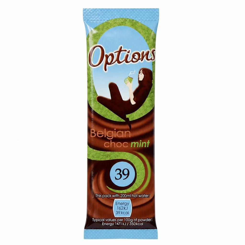 Options Instant Belgian Hot Chocolate Mint Drink 11g