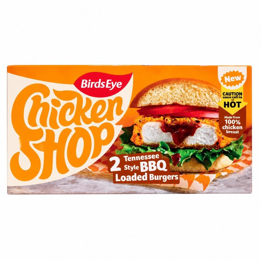 Birds Eye Chicken Shop 2 Tennessee Style BBQ Loaded Burgers 250g
