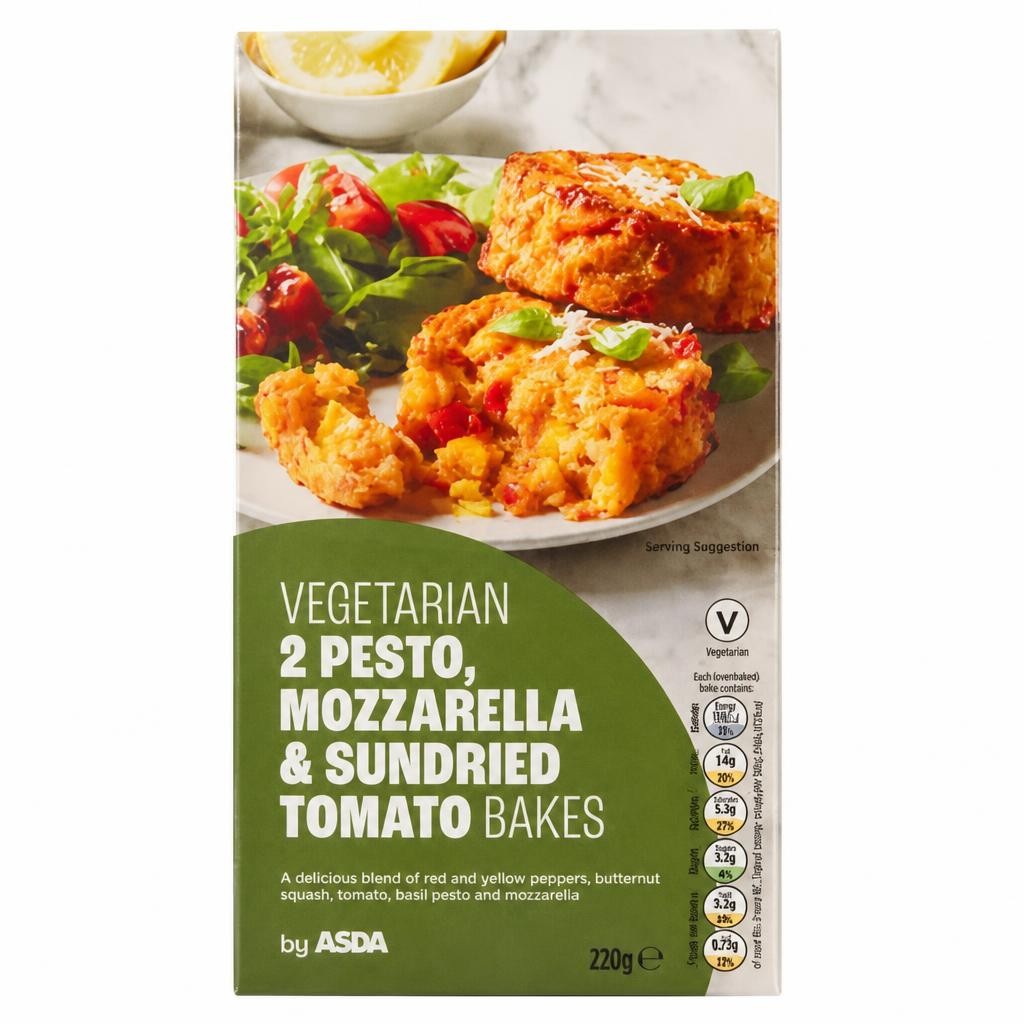 ASDA ASDA 2 Vegetarian Pesto Mozzarella & Sundried Tomato Bakes 220g