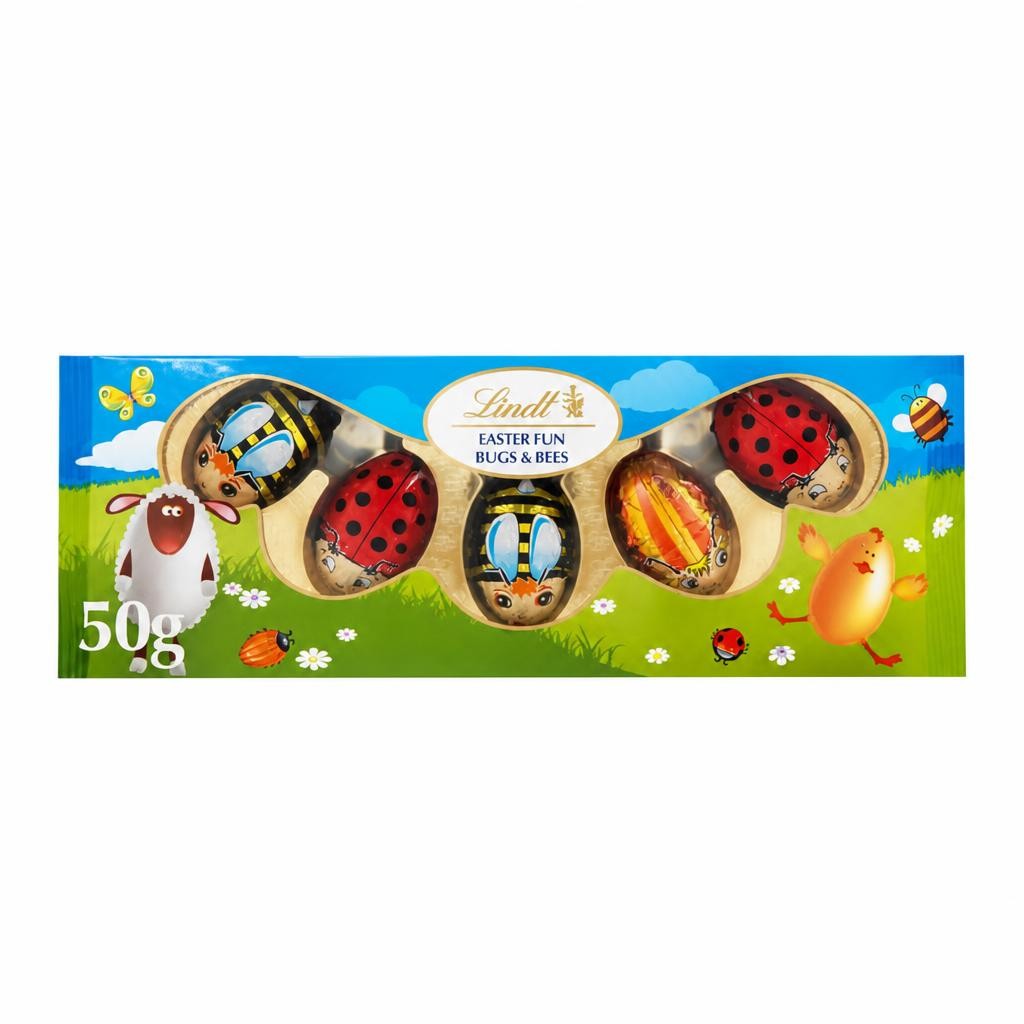 Lindt 5 Pack Milk Chocolate Easter Fun Bugs & Bees Pack Multipack 50g