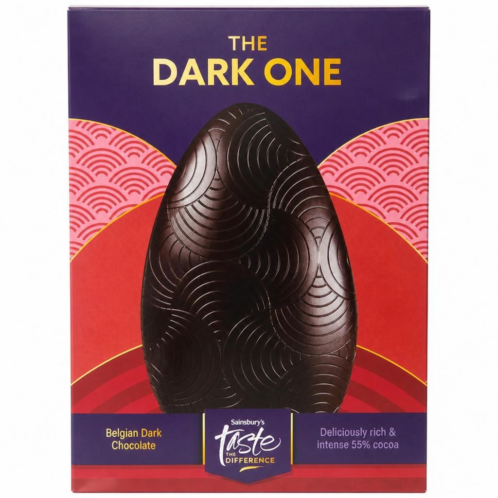 Sainsbury's The Dark One Large Dark Chocolate Easter Egg, Taste the Difference 150g