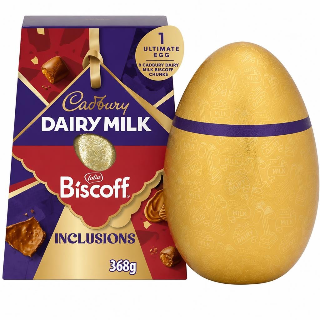 Cadbury Biscoff Inclusions Extra Large Ultimate Milk Chocolate Easter Egg 368g