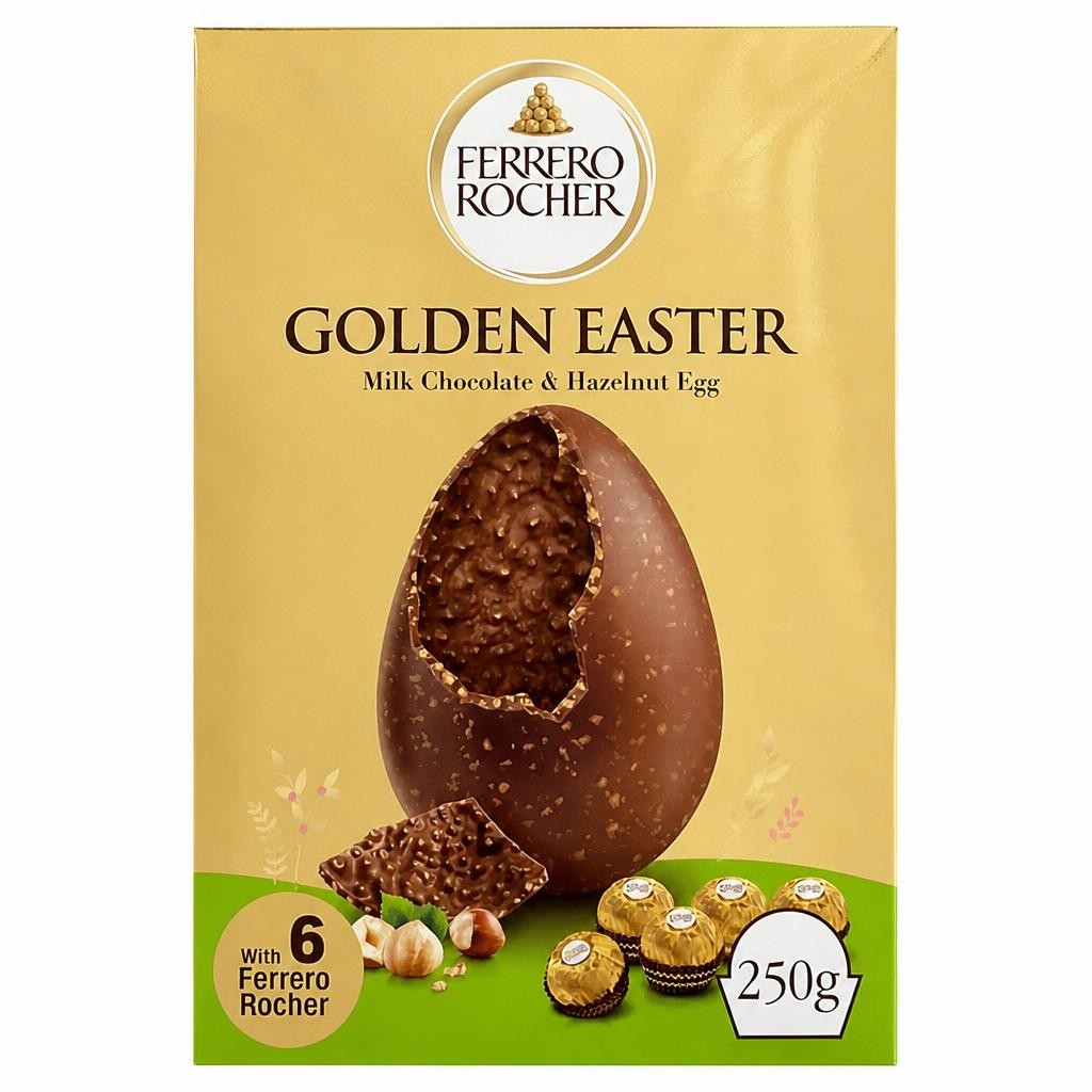 Ferrero Rocher Extra Large Milk Chocolate & Hazelnut Golden Easter Egg 250g