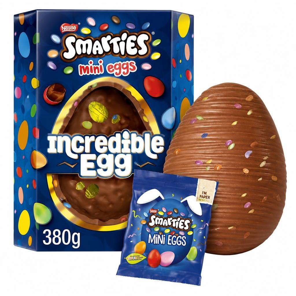 Smarties Mini Eggs Extra Large Incredible Milk Chocolate Easter Egg 380g