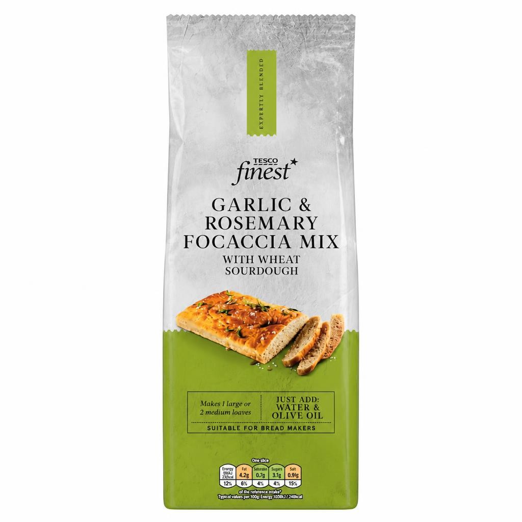 Tesco Finest Garlic & Rosemary Focaccia Mix 500g