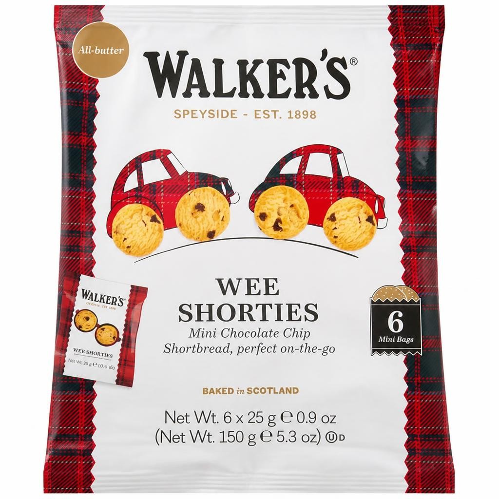 Walker's 6 x 25g Wee Shorties Mini Choc Chip Shortbread