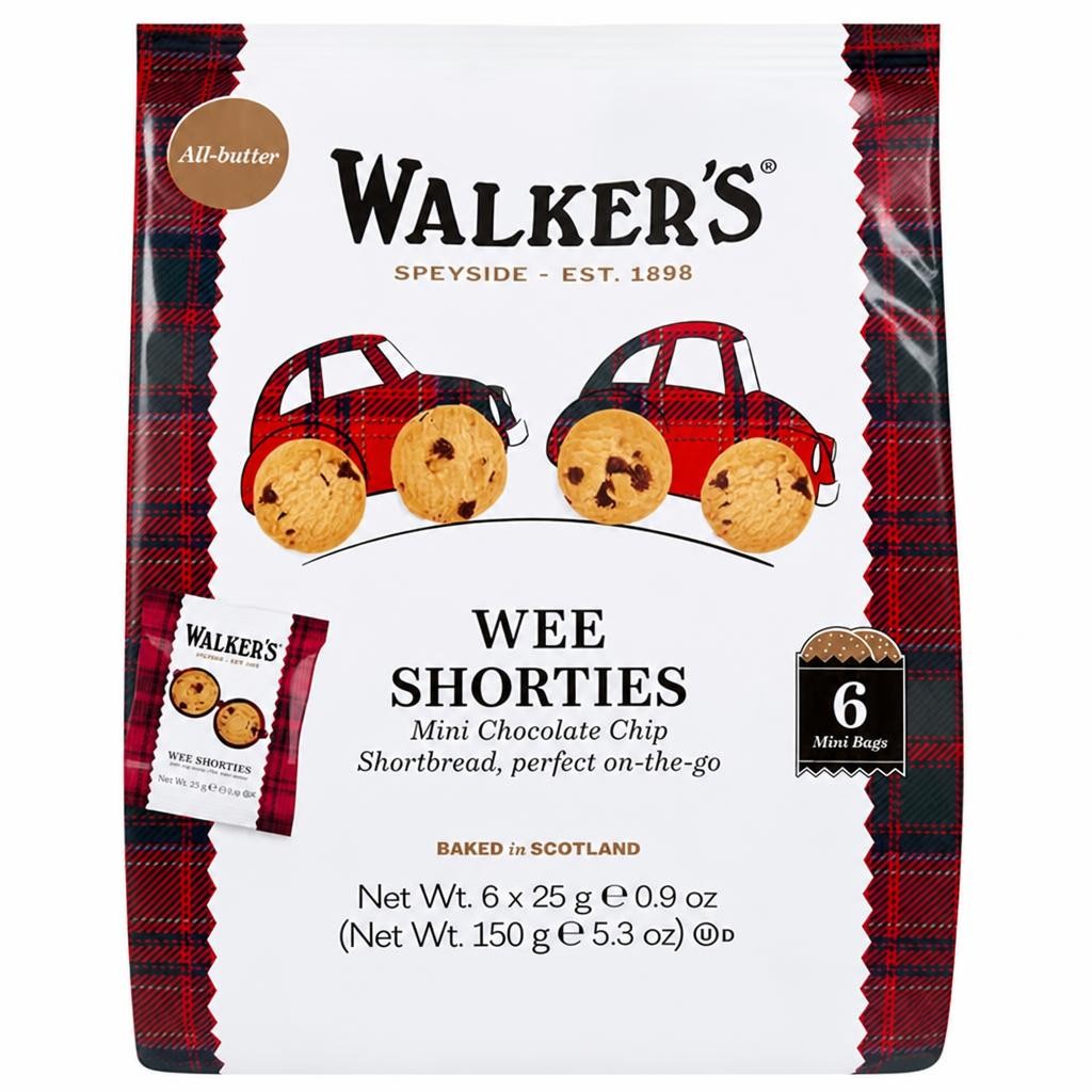 Walker's 6 x 25g Wee Shorties Mini Choc Chip Shortbread