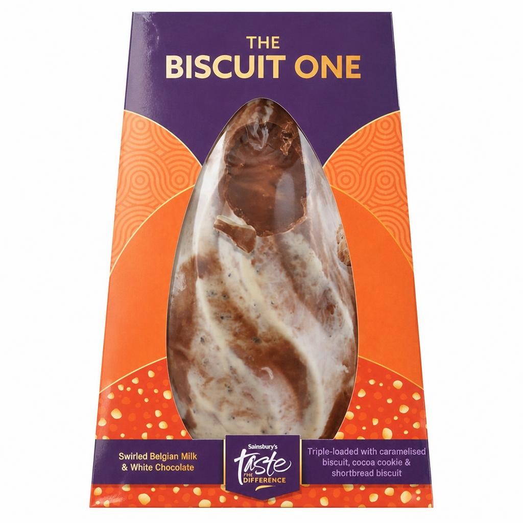 Sainsbury's The Biscuit One XL Milk & White Chocolate Egg, Taste the Difference 230g