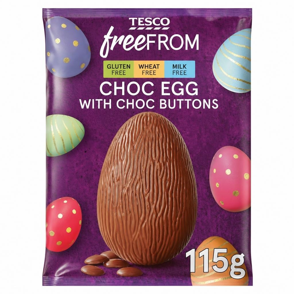 Tesco Free From Chocolate Egg With Buttons 115G