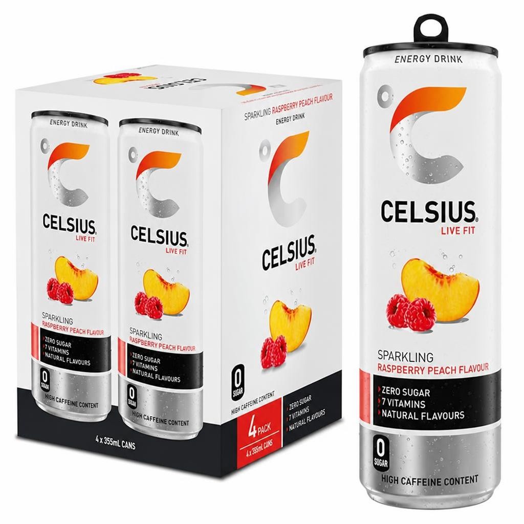 Celsius 4 x 355ml Sparkling Raspberry Peach Energy Drink