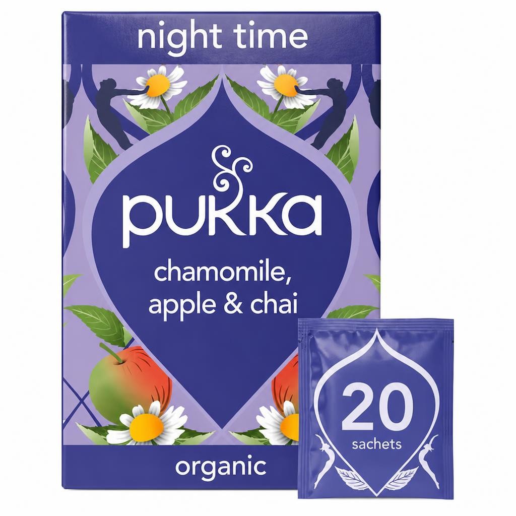 Pukka Organic Night Time Apple Chai Herbal Tea With Chamomile 20 Sleep Tea Bags 36g