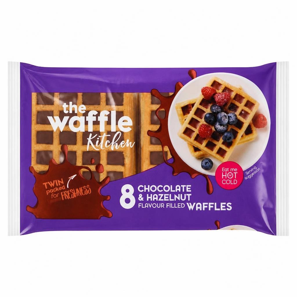 The Waffle Kitchen Chocolate & Hazelnut Flavour Filled Toasting Waffles 272g