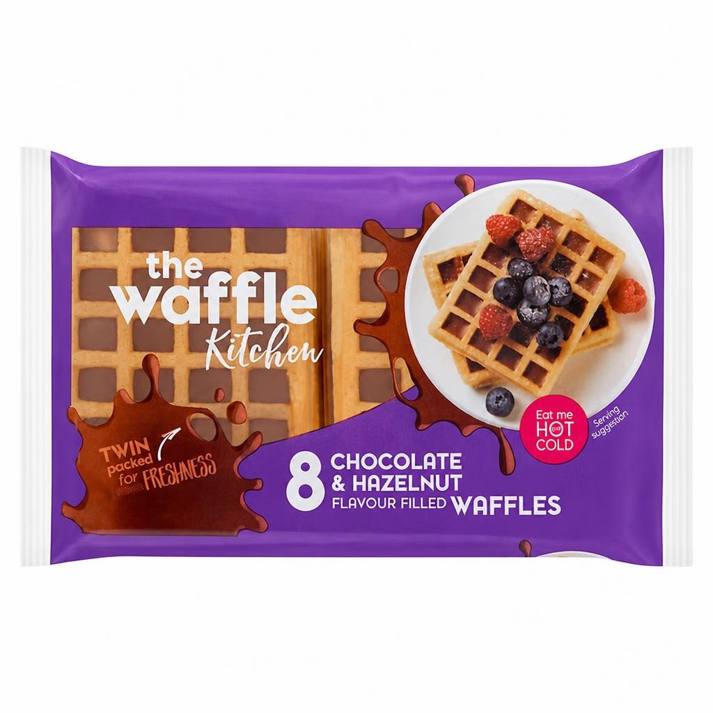 The Waffle Kitchen Chocolate & Hazelnut Flavour Filled Toasting Waffles 272g