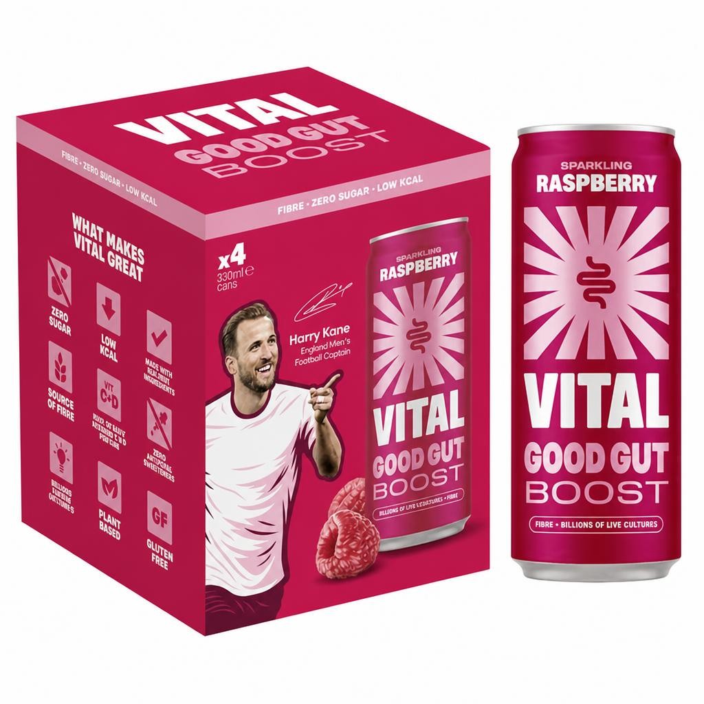Vital Gut Healthy Sparkling Raspberry 4 x 330ml