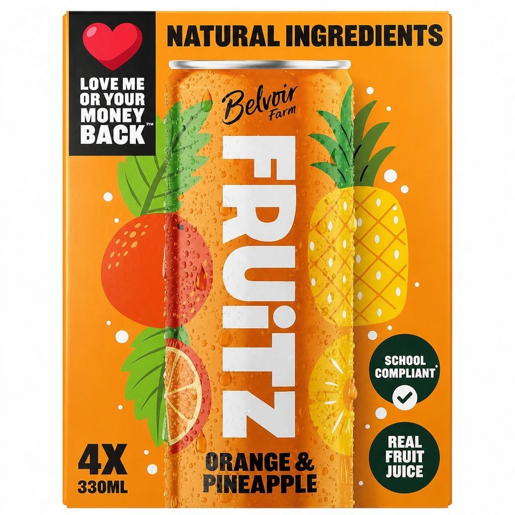 FRUiTZ Orange & Pineapple 4x330ml