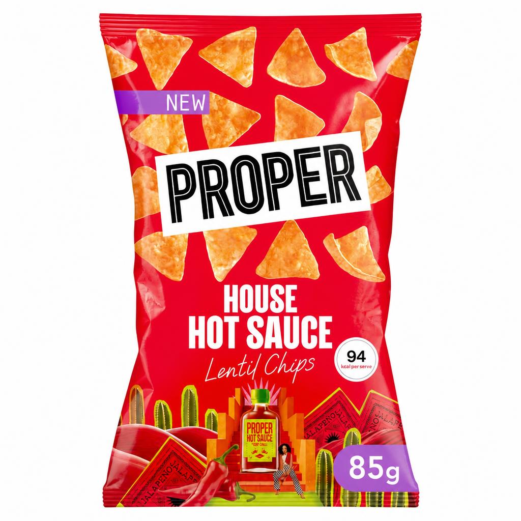 PROPER House Hot Sauce Lentil Chips 85g