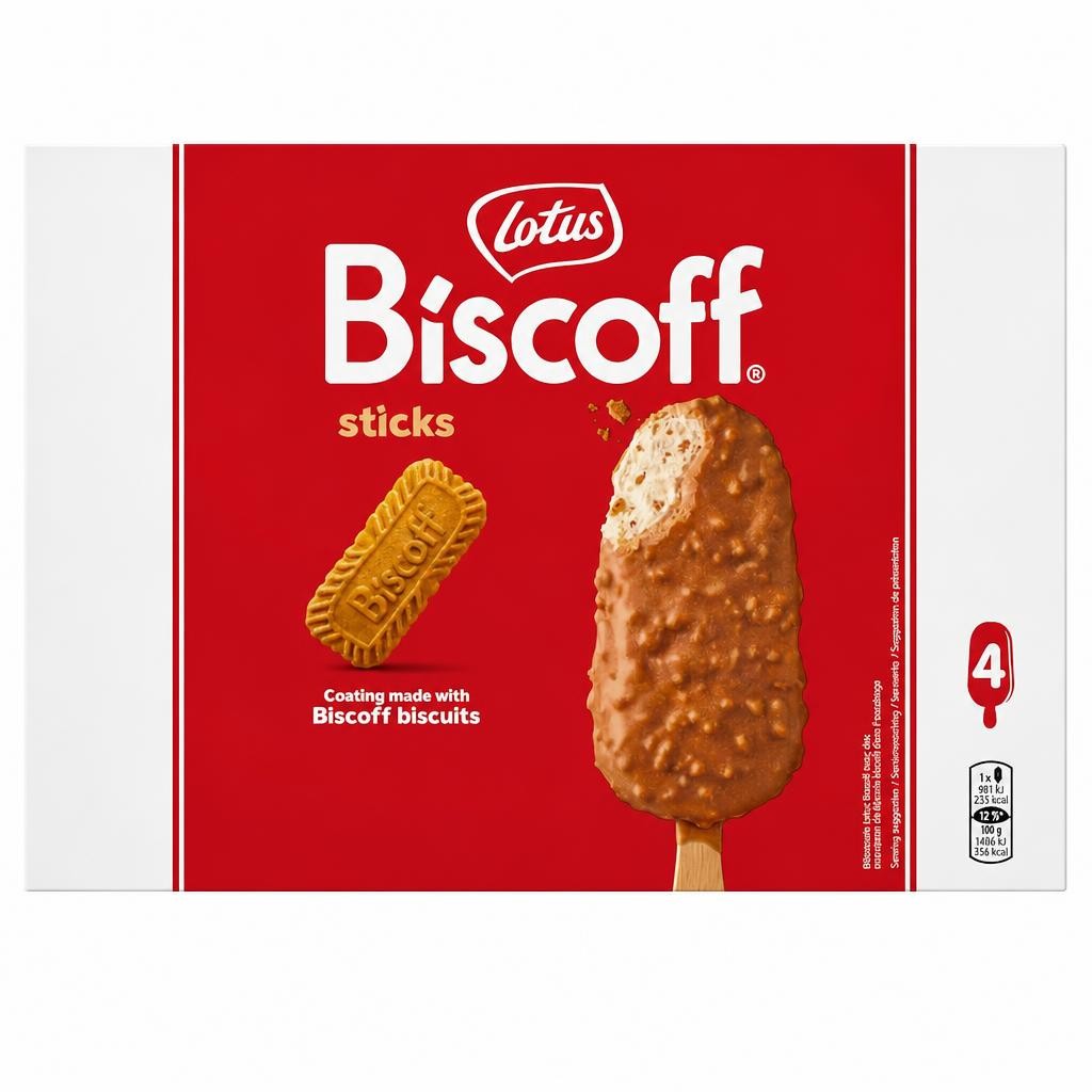 Lotus Biscoff Ice Cream Sticks 4x90ml