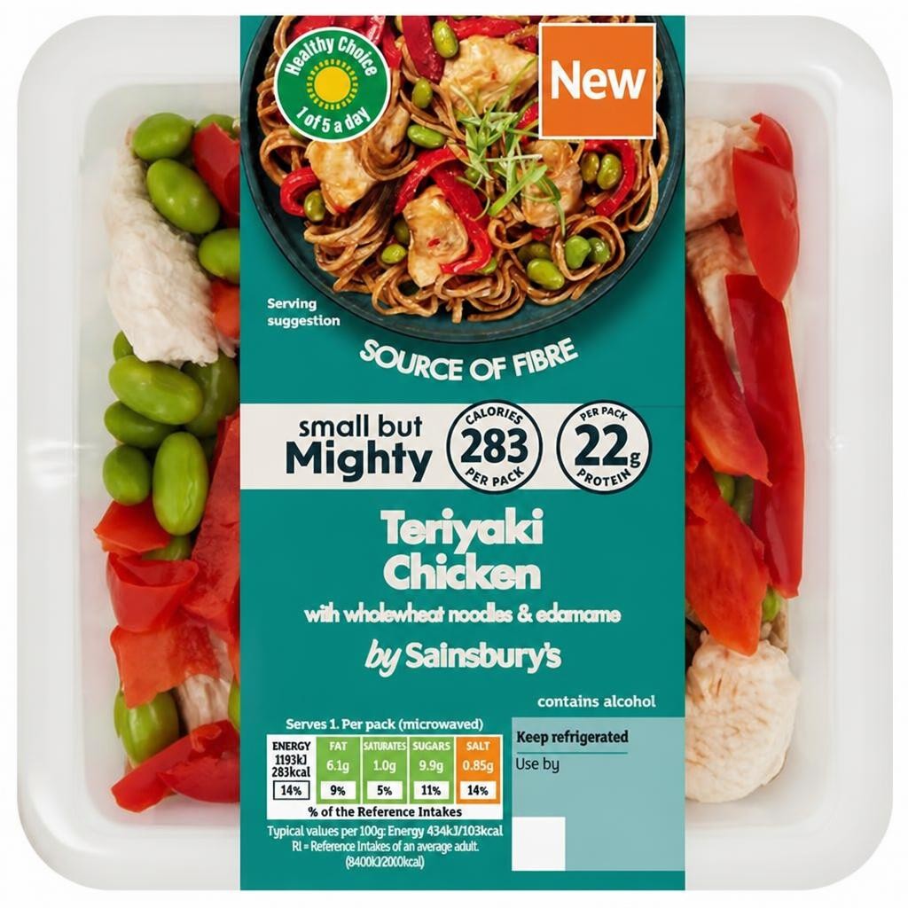 Sainsbury's 300g Small But Mighty Teriyaki Chicken with Wholewheat Noodles & Edamame
