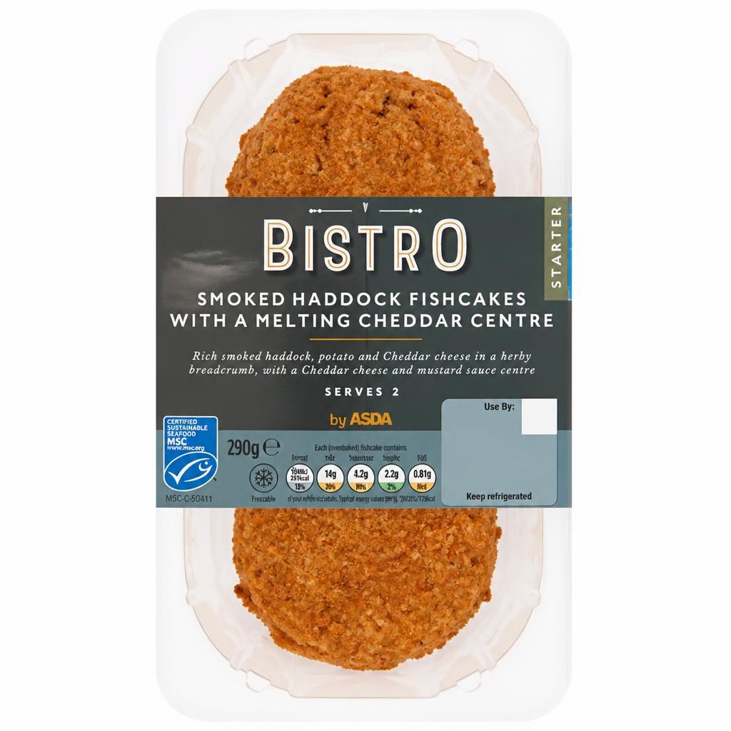 Bistro by ASDA Smoked Haddock Fishcakes with a Melting Cheddar Centre 290g