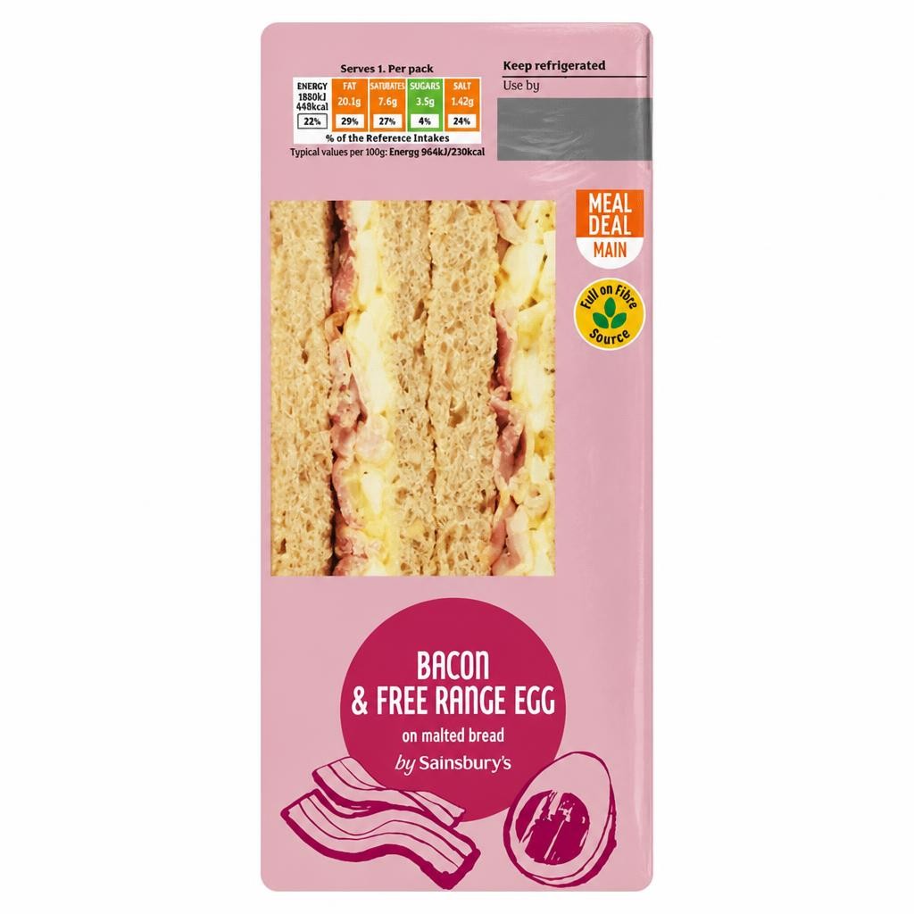 Sainsbury's Bacon & Free Range Egg on Malted Bread Sandwich