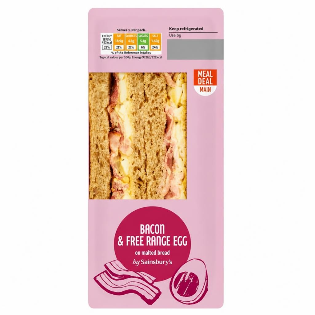 Sainsbury's Bacon & Free Range Egg on Malted Bread Sandwich