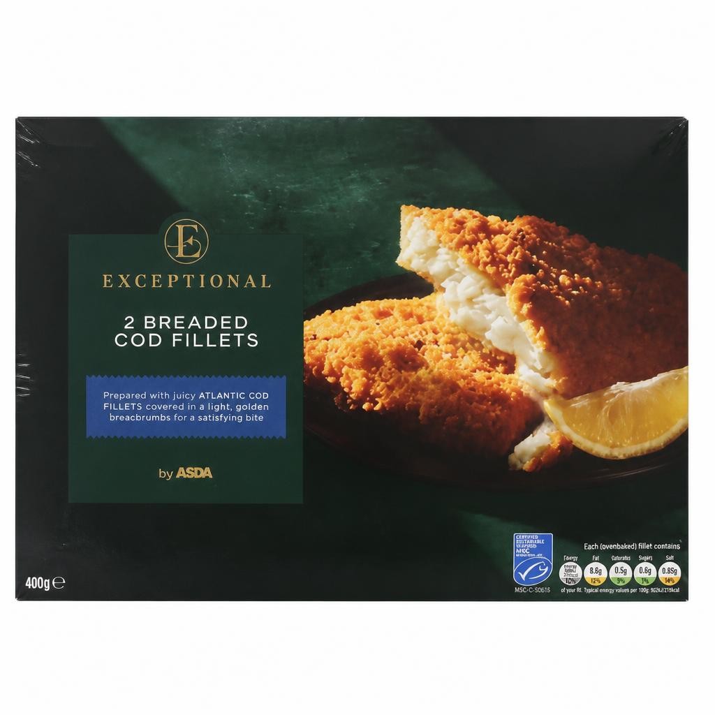 Exceptional by ASDA 2 Breaded Cod Fillets 400g