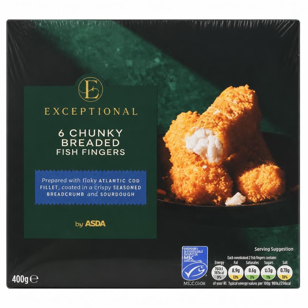 Exceptional by ASDA 6 Chunky Breaded Fish Fingers 400g