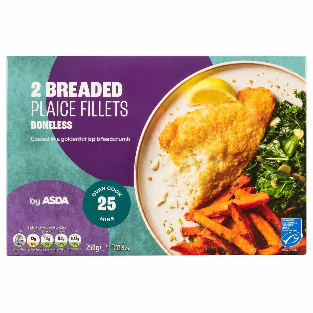 ASDA 2 Boneless Breaded Plaice Fillets 250g