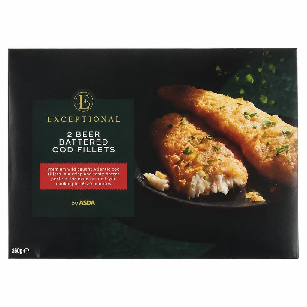Exceptional by ASDA 2 Beer Battered Cod Fillets 400g