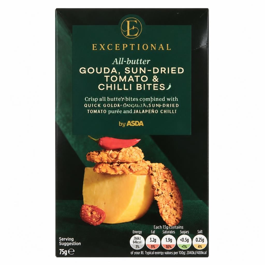 ASDA Exceptional by  All-Butter Gouda, Sun-Dried Tomato & Chilli Bites 75g