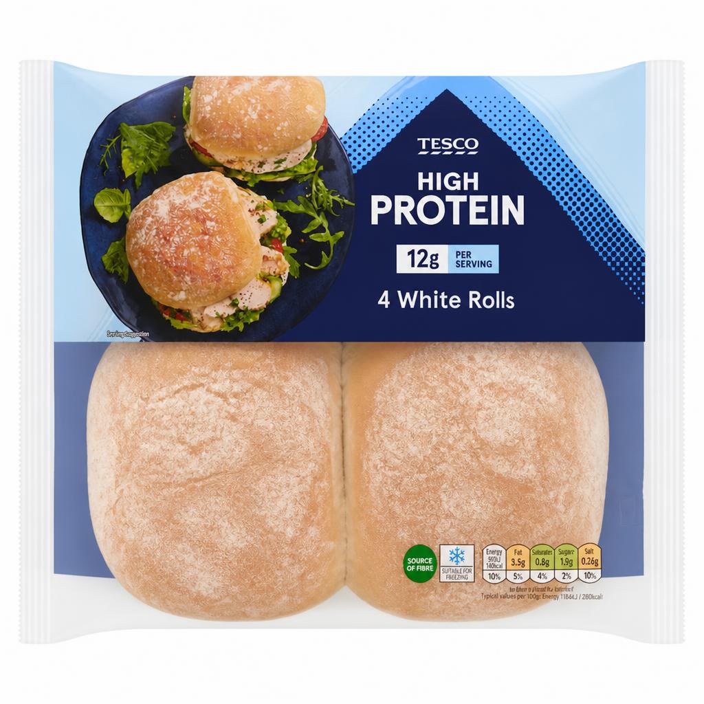Tesco High Protein 4 White Rolls