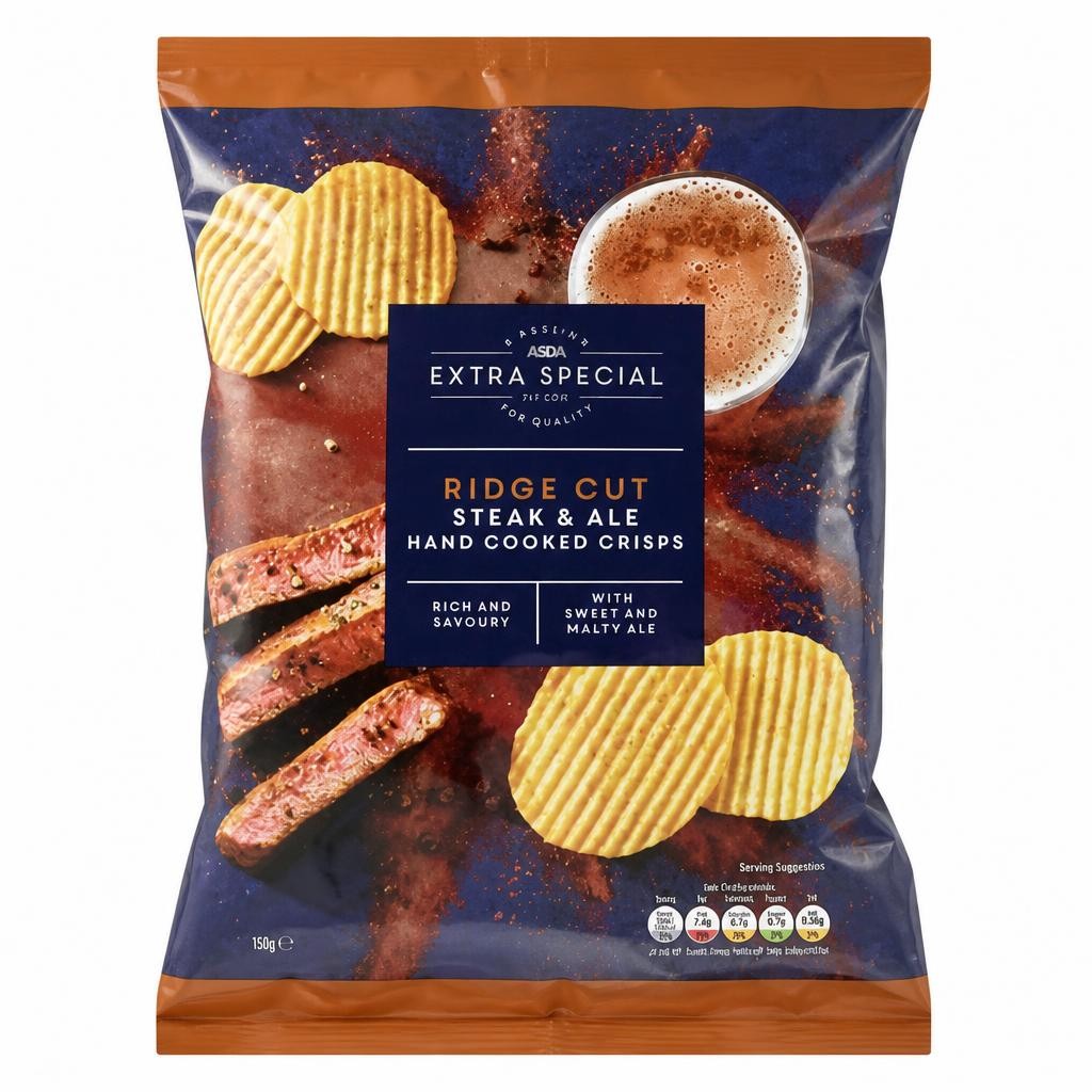 ASDA Extra Special Extra Special Ridge Cut Steak & Ale Hand Cooked Crisps 125g