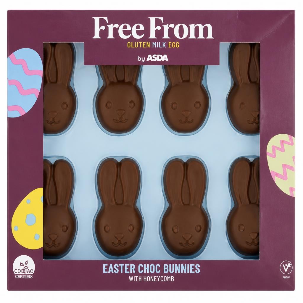 ASDA Free From by  Easter Choc Bunnies with Honeycomb 96g