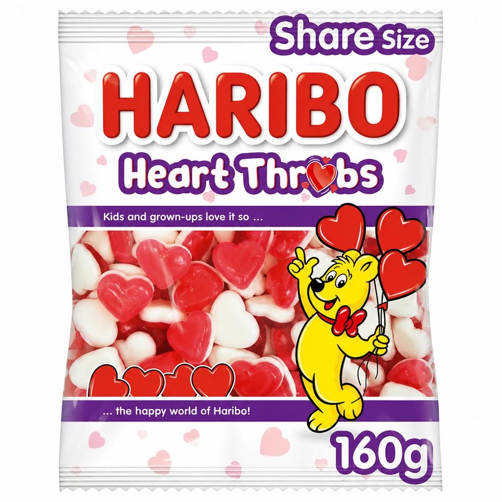 Haribo Heart Throbs Jelly & Foam Sweets Sharing Bag 160g