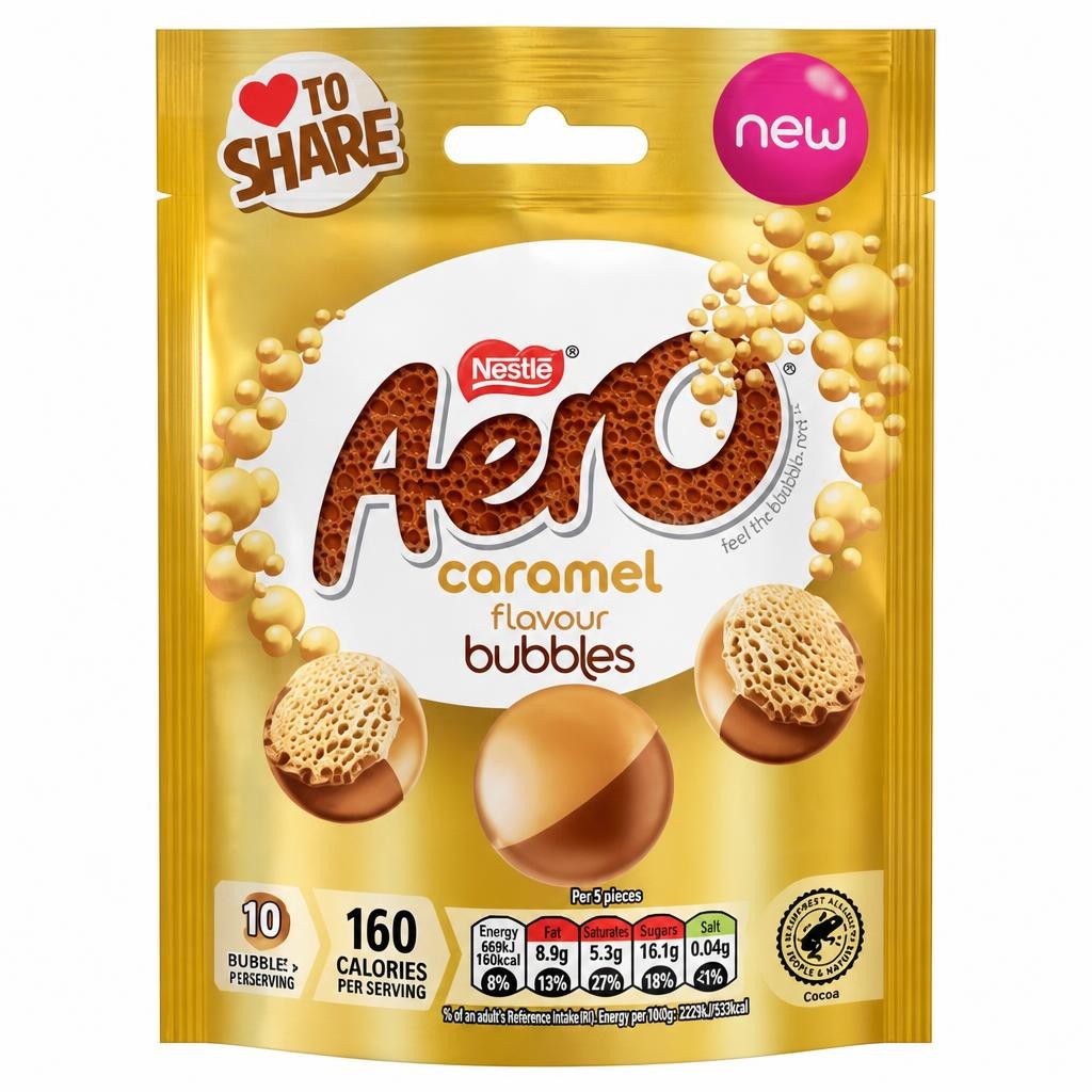 Aero Bubbles Caramel Flavour Chocolate Sharing Bag 92g