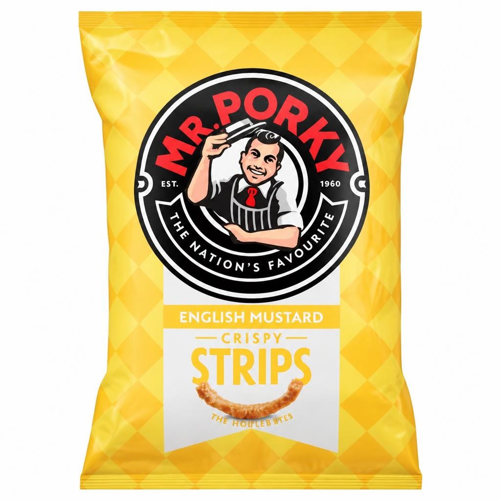 Mr Porky English Mustard Crispy Strips 32g