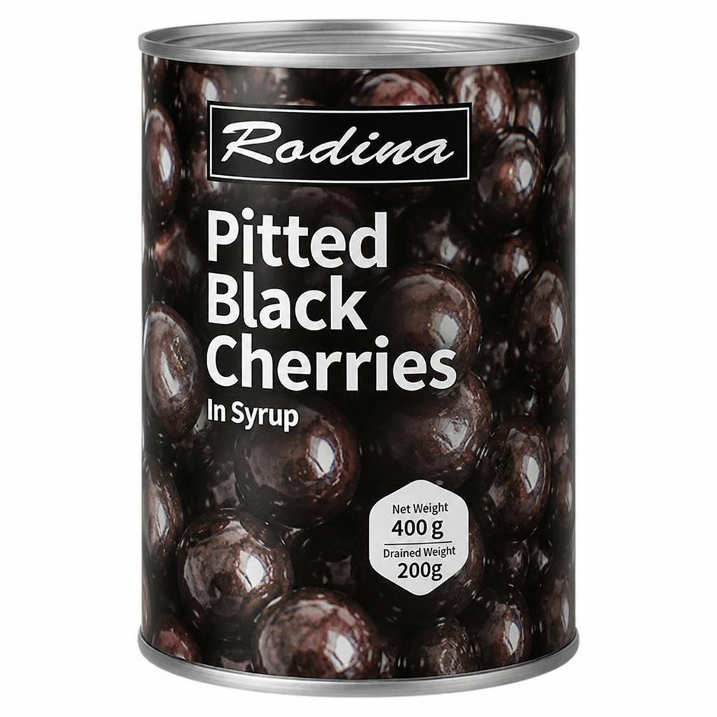 Rodina 400g Pitted Black Cherries in Syrup