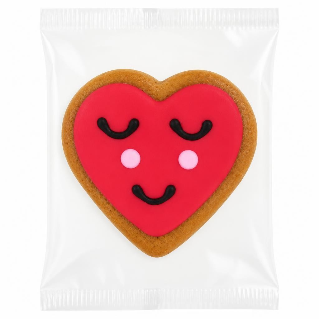You're Berry Cute One Heart Shaped Gingerbread Biscuit with Coloured Icing Decoration