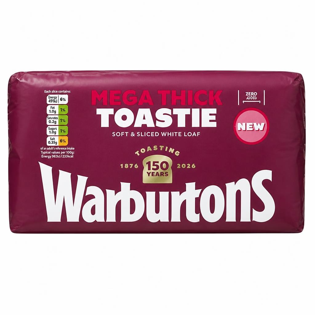 Warburtons Mega Thick Toastie Soft & Sliced White Loaf 800g