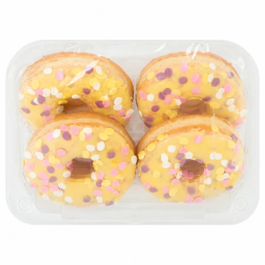 ASDA 4 Yellow Iced Ring Donuts
